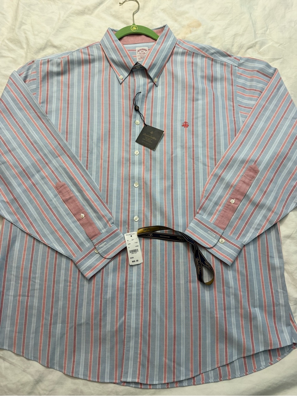 Brooks Brothers Blue and Pink Striped Button-Down Shirt